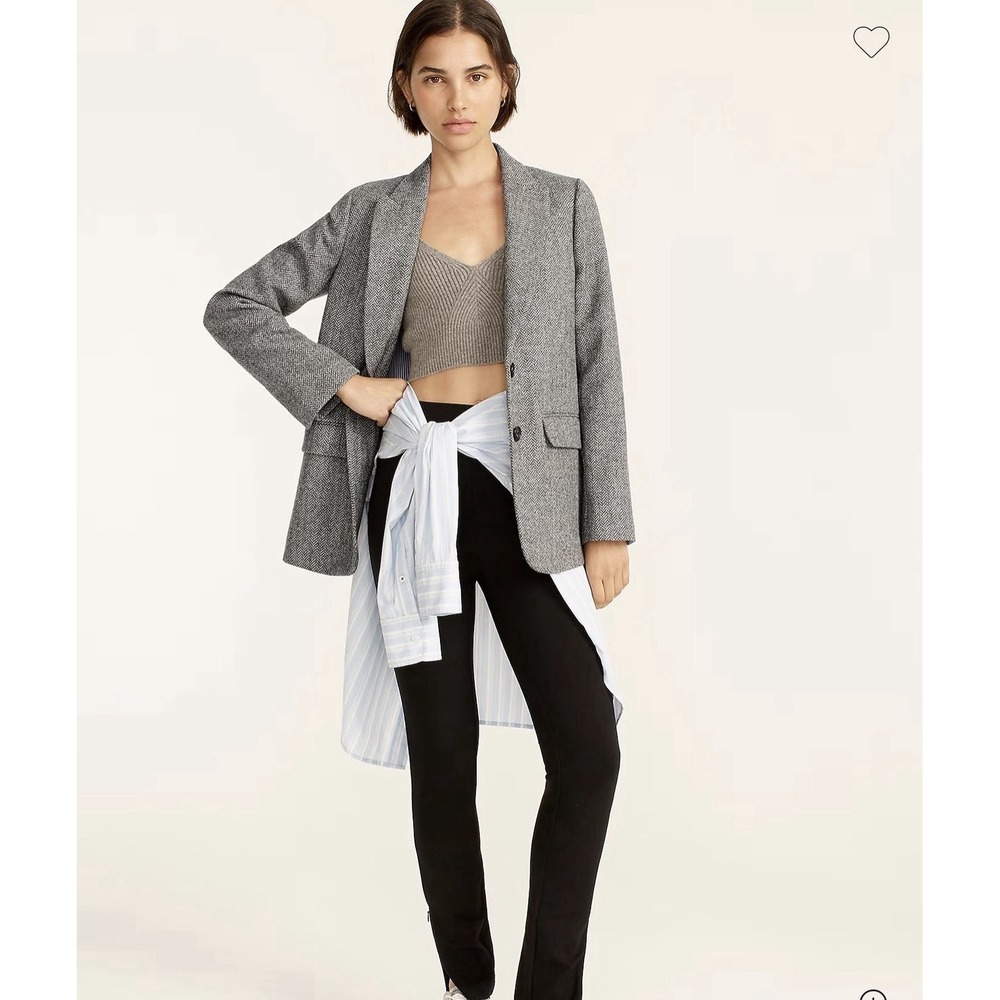 J Crew Somerset Blazer Jacket Womens 6 Gray Graphite Herringbone Wool English